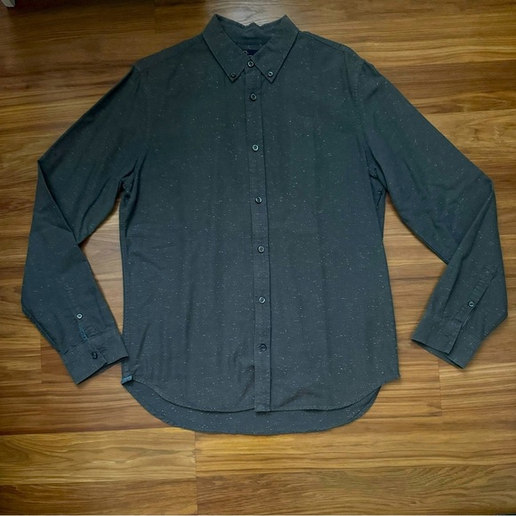 Black Speckled Gap Men’s Button-Up Shirt – Size Large - Picture 1 of 6
